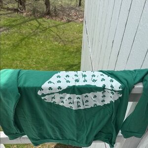 Kids Green Shamrock Lips Hoodie